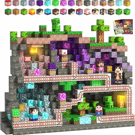 Magnetic Blocks, 150PCS Magnetic Building Blocks Light Up, Stacking Magnets for Kids, Sensory Toy for STEM Constructions Magnet Blocks for Boys Girls Age 3+, Christmas Birthday Gifts