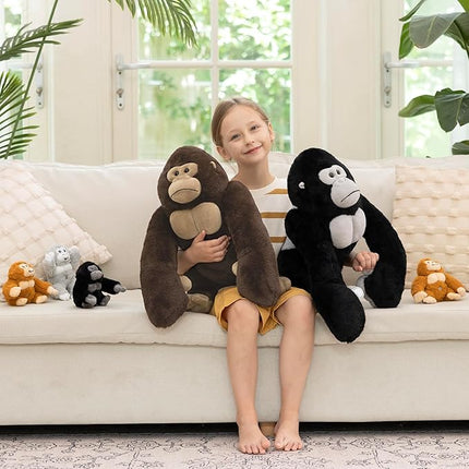 MaoGoLan 4Pcs Giant Gorilla Stuffed Animals -19.6" Large Brown Gorilla Plush with 3 Babies Stuffed Gorilla Inside, Soft and Cuddly Companion Plush Toy Gifts for Kids,Children,Boys,Girls