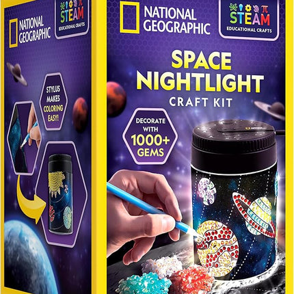 NATIONAL GEOGRAPHIC Diamond Painting Solar System Night Light - Make Your Own Night Light with 1000+ Gems to Decorate, Arts and Crafts Kits for Kids ages 8 9 10 11 12, DIY Space Gift, Planets for Kids