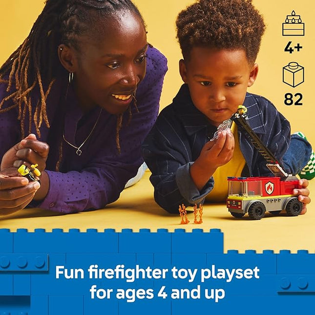 LEGO City Fire Ladder Truck Toddler Toy - Fire Truck Toy with 2 Firefighter Minifigures, Digital Guide for Boys and Girls, Ages 4+ - Learning, Educational Toy for Preschool - 60463
