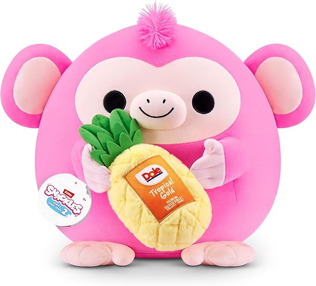 Snackles Series 2 16-inch by ZURU Cuddly Squishy Comfort 16-inch Plush with Licensed Snack Brand Accessory (Monkey&Dole Pinapple)