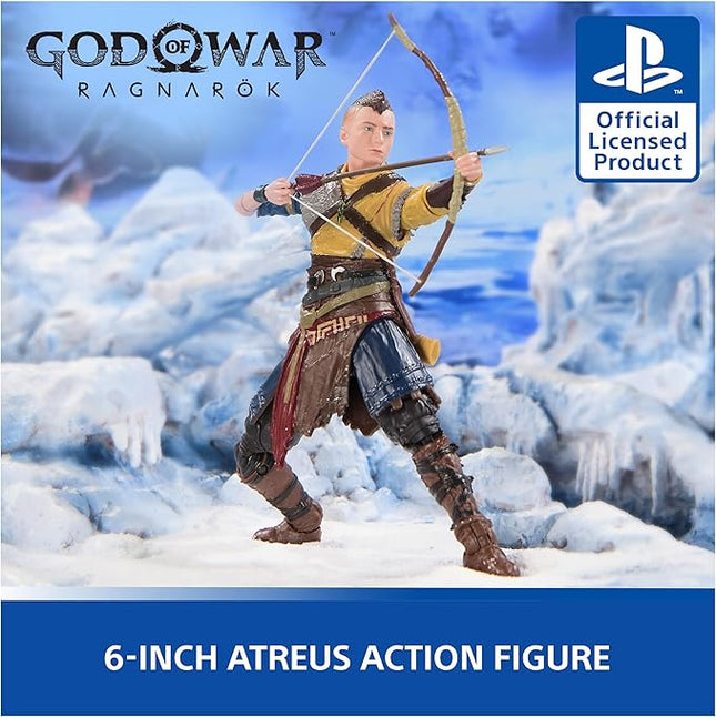 PlayStation God of War Ragnarok, 6” Atreus Action Figure with 4 Accessories, The Shapes Collection, for PS5 Fans & Collectors Ages 17+