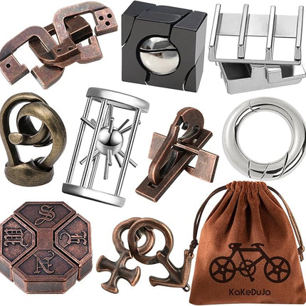 9pcs Metal Puzzle for Adult Disentanglement Puzzles Lock Puzzle Games Set Gift for Adults Teenagers