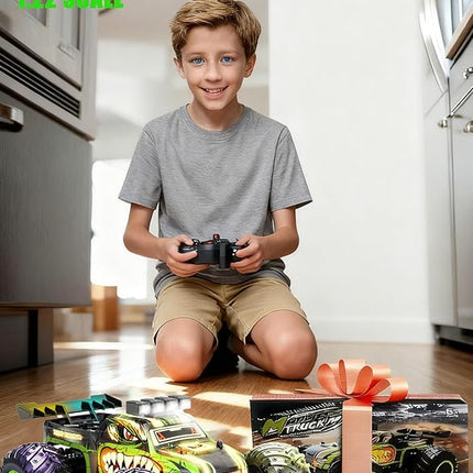 Remote Control Car,RC Cars Toy,High Speed 20 KM/H RC Truck Off-Road with 2 Headlights and 2 Rechargeable Battery,Dinosaur Toys Gift for Adult Boys Kids 4+ Years