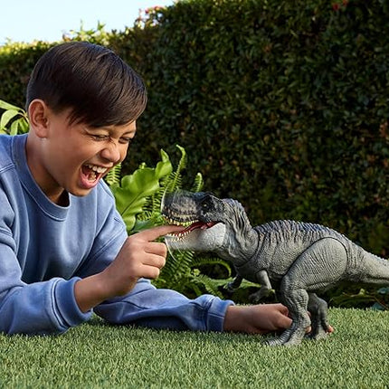 Mattel Jurassic World Rebirth Power Devour Tyrannosaurus Rex Dinosaur Figure with Tongue Activated Constant Chomp, Lights & Sounds, Digital Play