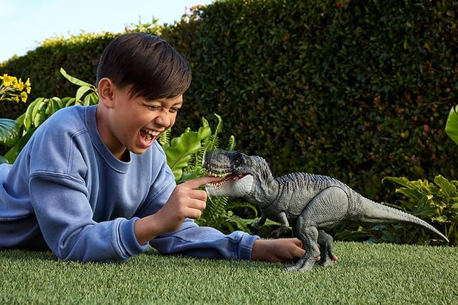 Mattel Jurassic World Super Action! JCH02 T-Rex Children's Figure, Dinosaur Toy, Moving, Large, Total Length: Approx. 21.3 inches (54 cm), Ages 4 and up, Gray