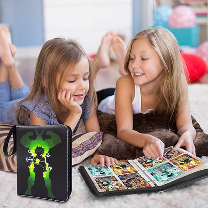 Trading Card Binder for Anime Cards,4 Pocket with 60 Sleeves up to 480 Cards,Waterproof Card Storage Bag with Removable Sleeves for Anime and TCG Cards