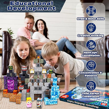 Magnetic Blocks - 150 PCS Build Magnetic Dark Castle Sword Domain World - Magnetics Construction Cube Toys - STEM Montessori Sensory Toys for Toddlers 6 7 8 9 10 Year Old Boys & Girls