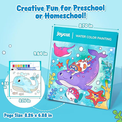 JoyCat Paint with Water Coloring Books for Toddlers, Watercolor Painting Sets for Kids Ages 3-5 4-8, Arts and Crafts Drawing Activities Toy Birthday Gift for Boys Girls (Sea Animals)