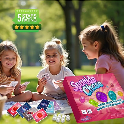 Sparkle Chase – Fast-Paced Family Card Game | Spoons and Old Maid Games | 3 Games in 1 | Fun for Kids & Adults | Matching, Strategy & Action | Great for Game Nights & Parties | 2-11 Players