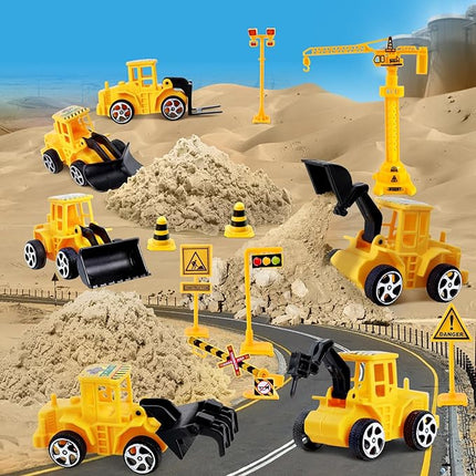 ESSENSON Construction Sensory Bin - Play Sand Kit with Toy Truck and 4lbs Magical Sand, Pretend Play Beach Sensory Toy Sandbox, Kids Gifts for Girls and Boys