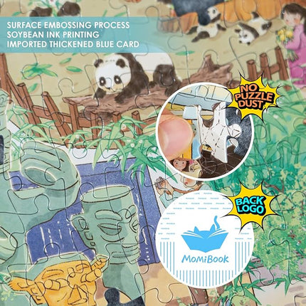 MOMIBOOK Puzzles for Adults 1000 Pieces Jigsaw Puzzles of Chengdu Panda Guide, Painting Image Chinese Difficult Challenging Hard Impossible Puzzle Unique Funny Party Christmas Birthday Gifts
