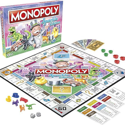 Hasbro Gaming Monopoly Sparkle Edition Board Game, Family Games, with Glittery Tokens, Pearlescent Dice, Sparkly Look, (Amazon Exclusive)