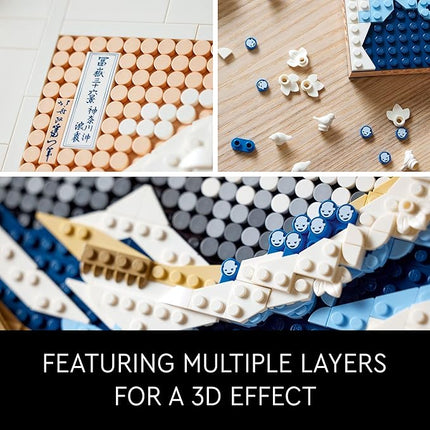 LEGO Art Hokusai The Great Wave Framed Japanese Wall Art Building Set - Unique Wall Decor for Home, Room, or Office - Fun Activity for Adults, Ages 18+ - Gift for Men and Women - 31208