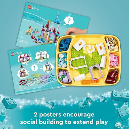 LEGO Disney Princess Creative Castles 43219, Toy Castle Playset with Belle and Cinderella Mini-Dolls and Bricks Sorting Box, Travel Toys for Girls and Boys, Sensory Toy for Kids Ages 6+