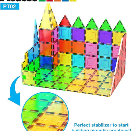 PicassoTiles Kids Toy Magnetic Building Blocks Magnet Tiles Supersized 2pc Large Stabilizer Base Jumbo XL Plate Foundation Education Construction Kit Engineering STEM Children Learning Stacking Set
