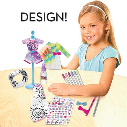 Barbie Tie-Dye Fashion Designer Kit – DIY Design Set for Girls with Dresses, Markers, Stickers & Tools – Create Real Barbie Outfits, Craft Activity for Kids Ages 6+