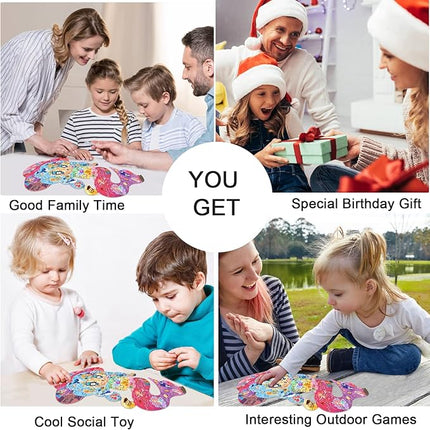 Puzzles for Kids Ages 4-6,4-8,8-10, 70 Piece Mermaid Shaped Kids Puzzles Jigsaw Puzzles Birthday Party Favors Gift for Kid Girls Age 4 6 7 8 Learning Educational