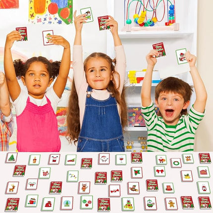 gisgfim 50 Pairs Merry Christmas Memory Matching Game Educational Concentration Memory Card for Kids Ages 3-8 Fun & Fast Winter Theme Memory Matching Games