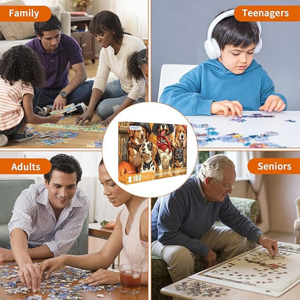 100 Piece Puzzles for Kids, Halloween Dog 100 Piece Puzzles for Adults, Halloween Puppies 100 Pieces Puzzle, Puzzle for Kids Ages 4-8 Jigsaw Puzzle for Seniors Kid Ages 6-10 Brain Teaser