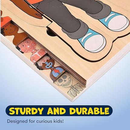 Kidzlane African American Boy Wooden My Body Puzzle for Toddlers - 29 Piece Girls Anatomy Puzzle Kid Play Set - Anatomy for Kids, Skeleton Toys for Kids Ages 3 Plus