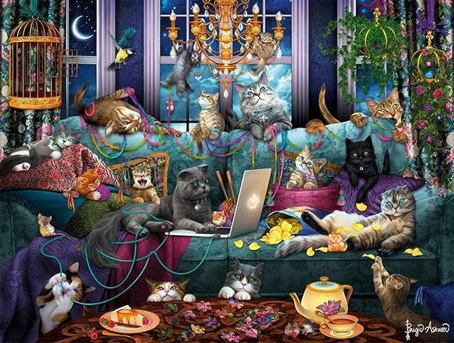 Buffalo Games - Brigid Ashwood - Quarantine Cats - 750 Piece Jigsaw Puzzle For Adults -Challenging Puzzle Perfect for Game Nights - Finished Size is 24.00 x 18.00