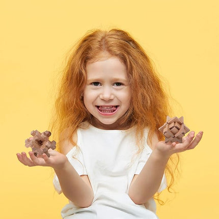 Sharp Brain Zone Wooden Brain Teaser Puzzles for Adults & Kids (Barrel Wooden Brain Teaser)