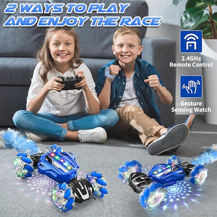Remote Control Car Toys for Kids, Gesture Sensing Stunt Car, RC Cars for Boys Age 8-12, 2.4Ghz Hand Controlled Twist Cars, Ideal Birthday for Kids Age 6 7 8 9 10+(Navy Blue)