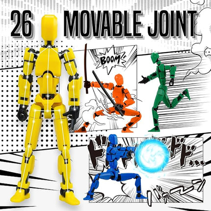 [Assembly Complete] Dummy 13 Action Figures with Magnetic Suction Function, Lucky Titan 13 Action Figures, Multi-Jointed Movable，with 3 Hand-Shapes, 5 Weapons (1Pcs - Green)