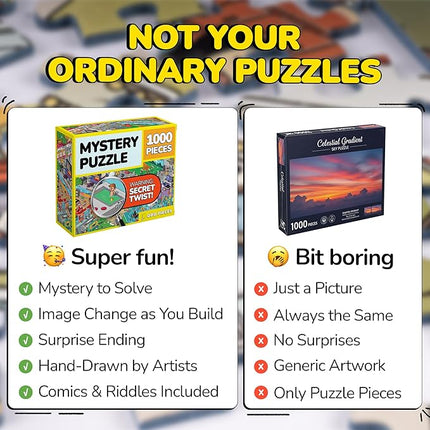Odd Pieces Jigsaw Puzzles 1000 Pieces - Magic Mystery Story Secret Ending Puzzle - Perfect Game Night for Adults & Kids - Pixel Art Gamer Movie TV Show Superhero Theme (Glitch)