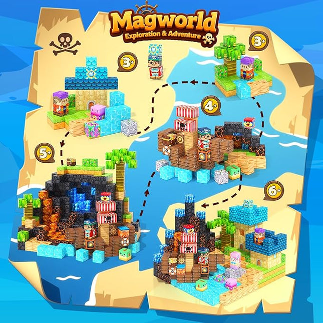 Magnetic Blocks - 150PCS Magnetic Building Blocks Magnet Toys for Kids Age 3-5 4-8 5-7 8-12, Mine Magnet World Craft Construction, Stacking Sensory Toy Christmas Birthday Gifts for Boys Girls