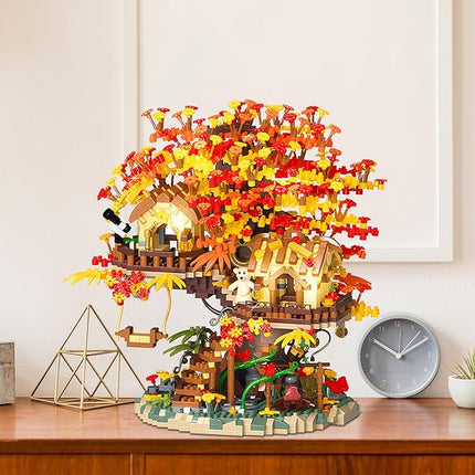 Cherry Blossom Bonsai Tree House Building Blocks Set Plants Flowers Treehouse Architecture Micro Mini Block Kits Gift for Adults and Kids（2725 Pieces）