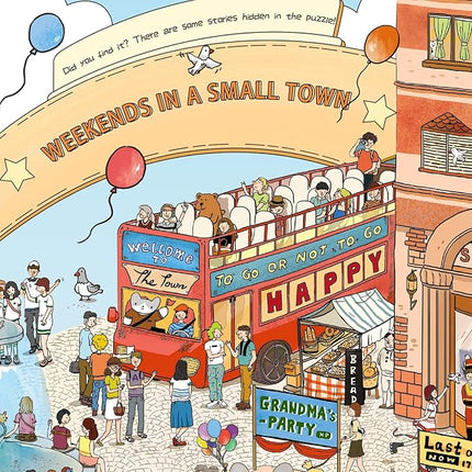 MOMIBOOK Puzzles for Adults 1000 Pieces Jigsaw Puzzles of Weekends in a Small Town, Painting Image Difficult Challenging Hard Impossible Puzzle Unique Funny Party Christmas Birthday Gifts