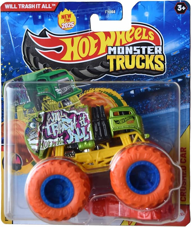 Hot Wheels Monster Trucks Will Trash It All, Freestyle Wreckers 1/12 Includes Crushed Car