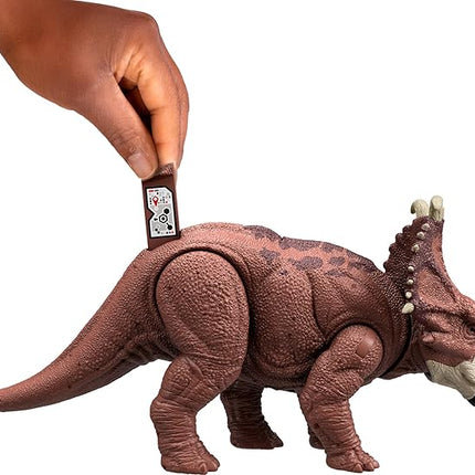Mattel Jurassic World Wild Roar Dinosaur Action Figure, Pachyrhinosaurus with Continuing Head Strike & Sound, Posable Toy with Digital Play