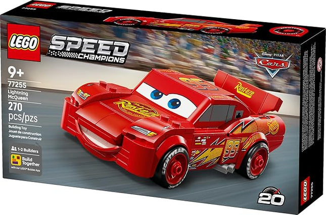 LEGO Speed Champions Lightning McQueen Toy - Disney Pixar Cars Building Blocks for Kids, Boys & Girls, Ages 9+ - Pretend Play Race Car & Bedroom Shelf Display - 77255