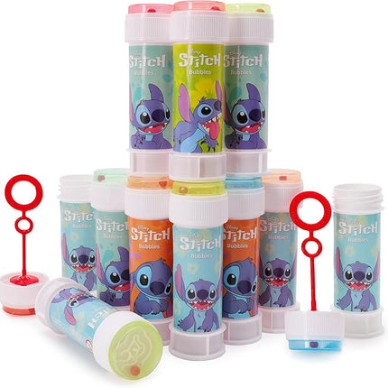 Toyland® Pack of 12 Stitch Bubbles with Wands, 60ml Solution & Novelty Maze Lid - Pocket Money & Party Bag Toys