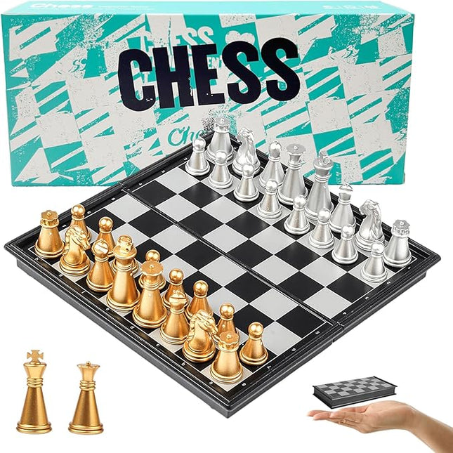 Mini Travel Chess Set Magnetic Vikutu 5.11 Inches Portable Small Folding Chess Board (X-Small)