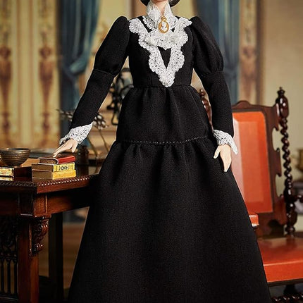 Barbie Inspiring Women Series Susan B. Anthony Collectible Doll, Approx. 12-in, Wearing Black Dress and Cameo Brooch, with Doll Stand and Certificate of Authenticity