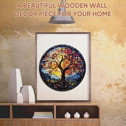 Puzzles for Adults, Life Tree Round Jigsaw Puzzles 200pcs,11.2x112in, Medium, Unique Shape Adult Puzzles, Irregular Wood Creative for Adults and Kids Family Game