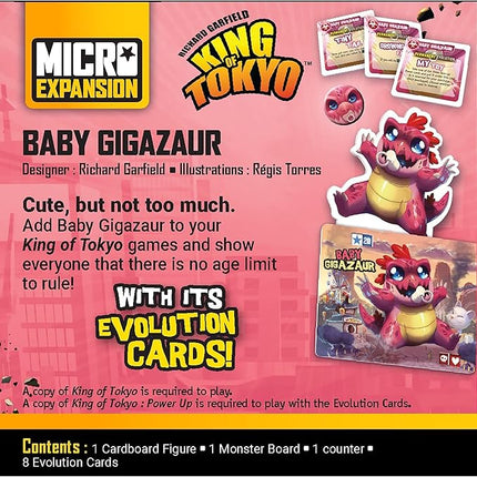 IELLO King of Tokyo: Baby Gigazaur Micro Expansion - Iello, Card Game Expansion to Play with King of Tokyo Base Game