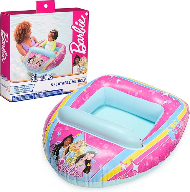 Swimways Barbie Inflatable Water Boat Vehicle, Inflatable Pool Floats and Kids Pool Toys, Barbie Pool Party Supplies for Kids Aged 3 & Up