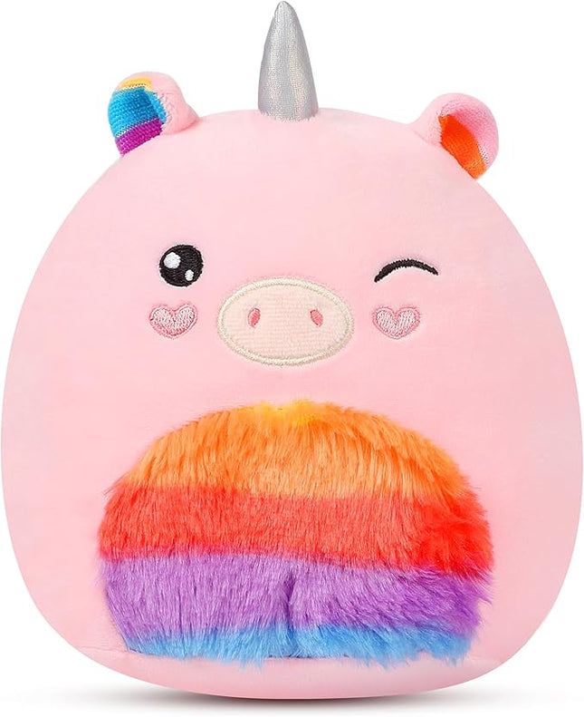 Easfan Rainbow Unicorn Plush Pillow Plush Toy, Unicorn Stuffed Animal Soft Plushie Toy for Kids Girls Birthday Valentine Gift, 8"