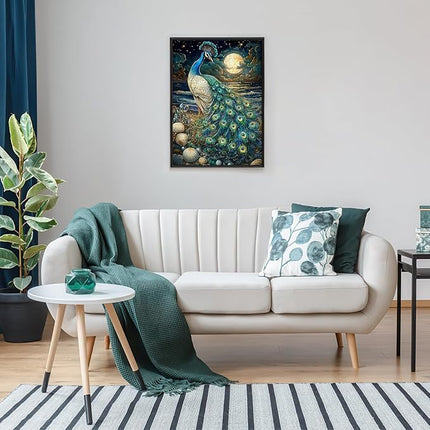 1000pcs Jigsaw Puzzle for Adults - Vibrant Blue and Green Plumage Peacock and Moon Puzzles, Peacock Puzzles for Relaxation & Brain Exercise, Premium Quality Puzzle Games for Family Nights