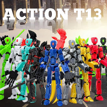 8Inch T13 Action Figure Assembly Completed, T13 Multi-Jointed Movable Robot Action Figure Set,Collectors Desktop Decorations for Game Lovers Toys (Yellow)