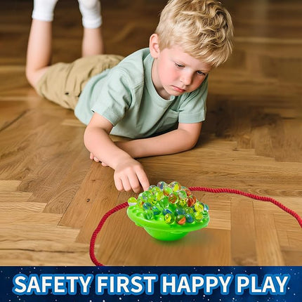 UFO Marble Balance Game, 60 Colorful Marbles Toy for Kids Family Stacking Challenge, Party Game with Storage Case for Children Over 96 Months