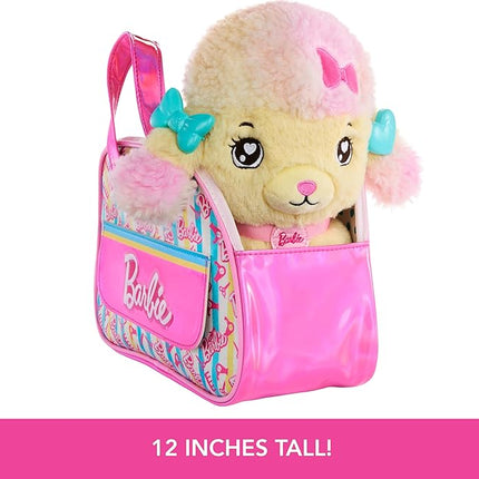 Mattel Barbie Plush Toy Playset, Hairdresser Poodle Stuffed Animal with Lights & Sounds, Plus Themed Purse & 6 Accessories, Salon Pet Adventure
