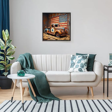 Vintage Truck Jigsaw Puzzle - 1000pcs Large Paper Puzzle for Adults, Rustic American Flag Design, DIY Home Decor & Brain Teaser Game, for Holidays & Family Fun, Vintage Truck Theme