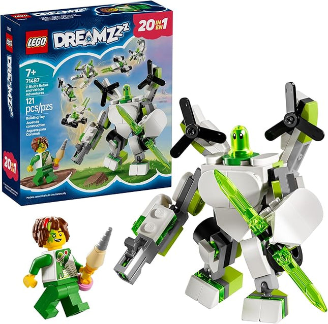 LEGO DREAMZzz Z-Blob's Robot and Vehicle Adventures Robot Toy Building Kit - Mech Suit Set for Kids, Boys and Girls, Ages 7+ - 19 Rebuild Options for Pretend Play - Gift Idea for Birthday - 71487
