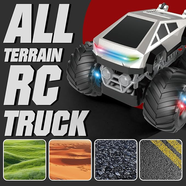 Remote Control Car, 4WD 25 KPH High Speed All Terrain RC Truck, 2.4GHz Remote Control Pick-up Truck with 2 Rechargeable Batteries, 1:24 Scale Hobby Monster Car Toys for 6+ Years